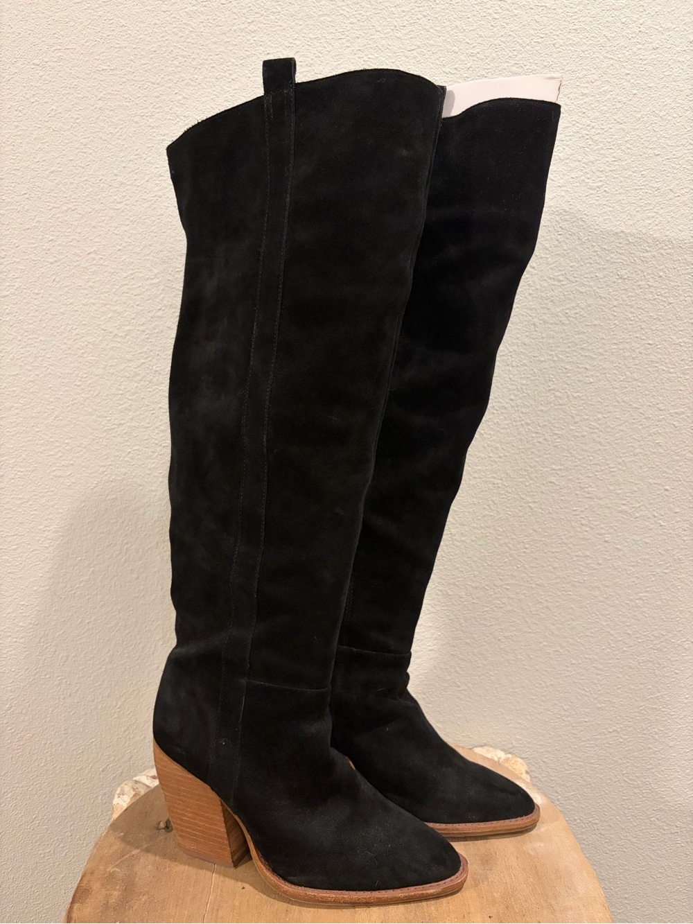 Gianni Bini Black Suede Wide Calf Knee High Boots 8.5 MW
